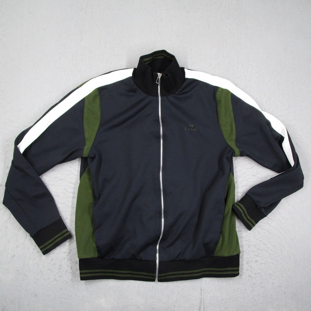 PS Paul Smith Mens Track Jacket Navy Green White Colorblock Full Zip Size M